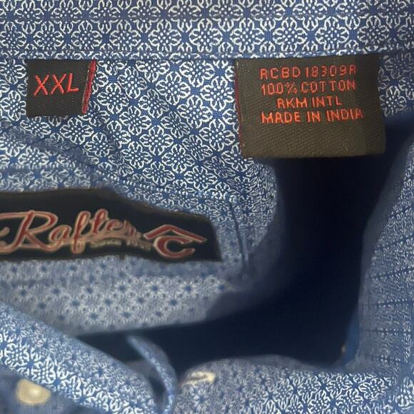 Rafter C Shirt Men XXL Blue Geometric Western Long Sleeve Button Cowboy Concert - Picture 3 of 9